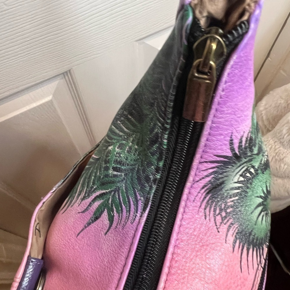 ANUSCHKA 🌷ANNA BY ANUSCHKA LEATHER HAND-PAINTED TRIPLE COMPARTMENT SATCHEL - Picture 9 of 16